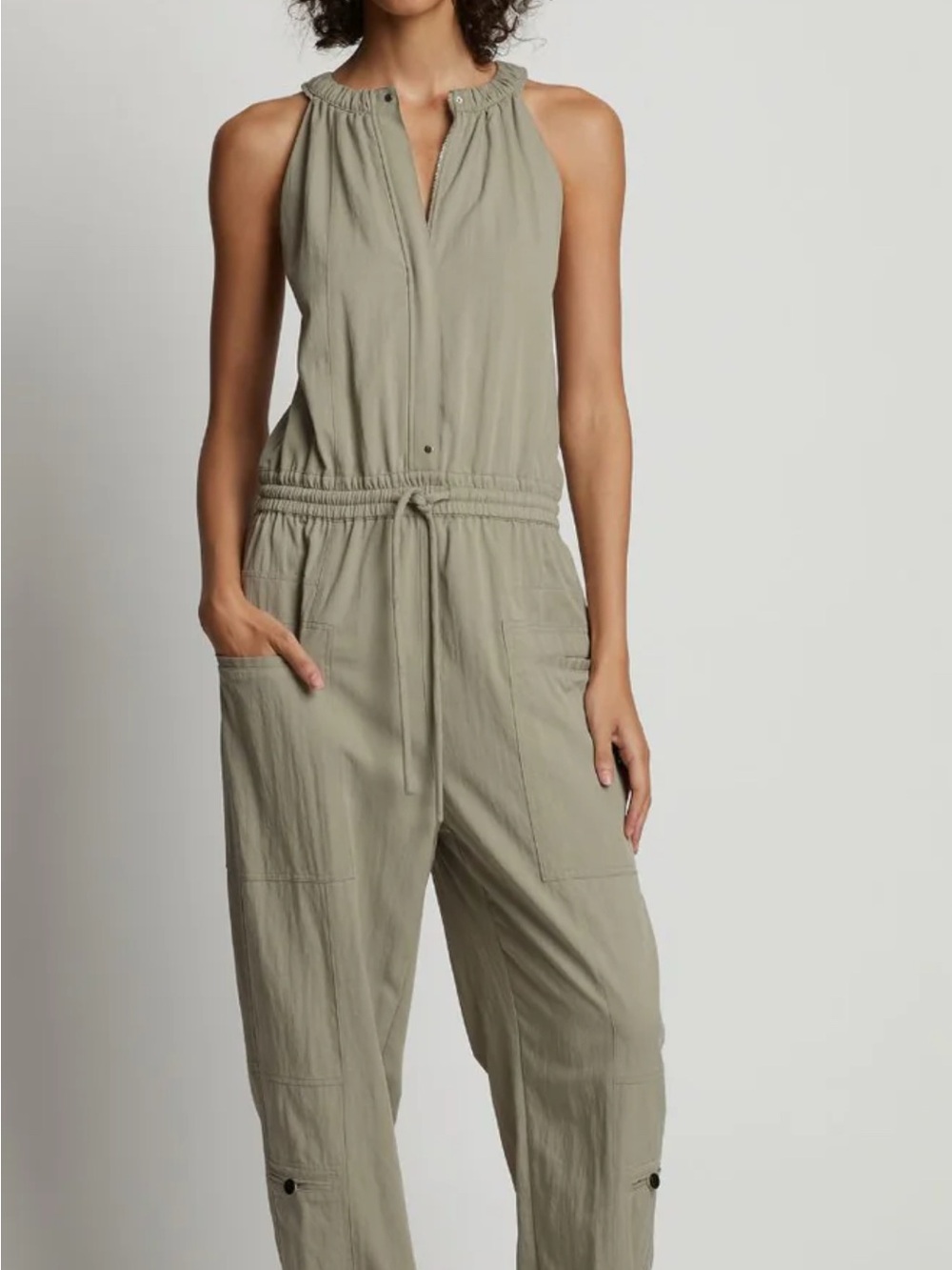 Proenza Schouler Olive Sleeveless Drawstring Jumpsuit